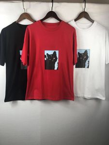 kadın kedi gömlekleri toptan satış-Moda Erkek Tasarımcı T Gömlek Yaz Erkek Kadın Çiftler Kedi Baskı Kısa Kollu Lüks Bayan Tee Renk Boyutu S XL
