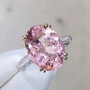 Luxe ct Roze Diamond CZ Ring Silver Engagement Wedding Band Ringen voor Dames Bridal Party Sieraden Gift