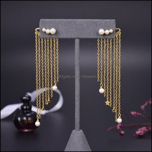 Smycken2022 charm pärla örhängen med tofs brev diamanter för kvinnor fest bröllop älskare gåva smycken engagemang brud dropp leverans
