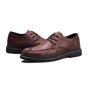 британские стили одежды для мужчин оптовых-2021 Мужские Обувь Платье Официальные Бизнес Кожаный Обувь Корейский Модный Британский Стиль Черный Браун Хаки Размер EUR Код