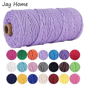 1Roll Macrame Cord Mm X M Natural Cotton DIY Craft Rope Spool Twine Twisted For Knitting Decorative Project Sewing Notions Tools