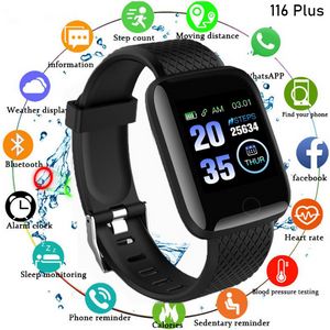 spor kalp hızı monitörü toptan satış-116Plus Akıllı İzle Erkekler Kadınlar Spor Izci Kalp Hızı Kan Basıncı Monitör Spor Android IOS Için Su Geçirmez Smartwatch