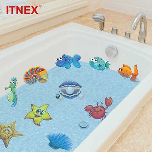 baby-dusche aufkleber großhandel-ITNEX Bad Aufkleber Nemo Fisch Meer Cartoon Wand für Dusche Kinder Kinder Baby Badewanne Fliesenraum