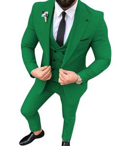 men groom suits toptan satış-2021 Düğün Smokin Custom Made Damat Slim Fit Için Giyim erkek İş Elbise Takım Elbise Balo Parti Yemeği Tarihi Artı Boyutu Pics Seti Ceket Yelek Pantolon Bir Düğme