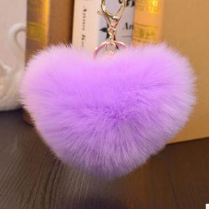 Wholesale jewelery bags for sale - Group buy Keychains Laamei cm Colorful Heart shaped Hair Ball Keychain Cute Simulation Car Key Circle Bag Pendant Jewelery