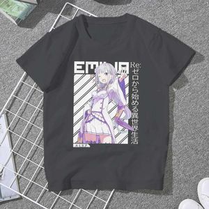 kadınsı tişörtler toptan satış-Erkek T Shirt Emilia Orijinal Erkek Gömlek RE Farklı Bir Dünyada Hayat Sıfır Vintage Kadın Giyim Harajuku Rahat Kadınsı Blusas