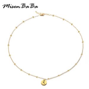 Designer Necklace with pendant stainless steel initials A Z women pearl round chain coin alphabet neck zipper Lily jewelry