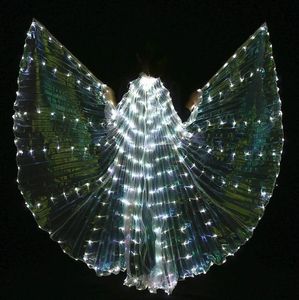 Party Decoration Women White Costume Angel LED Isis Wing With Sticks Golden Colorful Bellydance Accessory Open