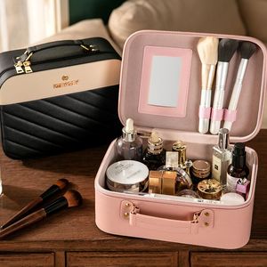 Torby kosmetyczne Przypadki Torba Makeup Organizator Box Vanity Make Up Storage Travel Portable Case Skóry Pielęgnacja Skóry Czarny Studka Zipper