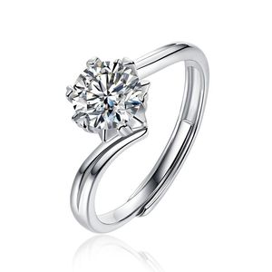 Moderne stijl Sterling zilveren mode sieraden ring zes charmante sneeuwvlok met moissanite steen verlovingsringen vrouwen cluster