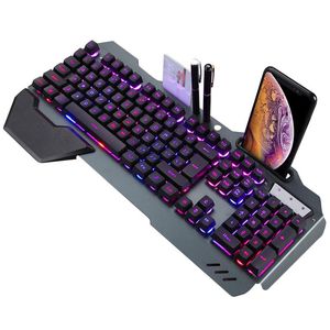 teclado mecânico impermeável venda por atacado-Teclados teclado com fio com luminoso RGB Gaming mecânico anti fantasma para PC Desktop Waterproof Gamer