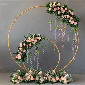 balon çiçekleri toptan satış-Parti Dekorasyon Balon Kemer Kiti Altın Metal Daire Düğün Çiçek Demir Yüzük Arkaplan Standı Doğum Günü Arche