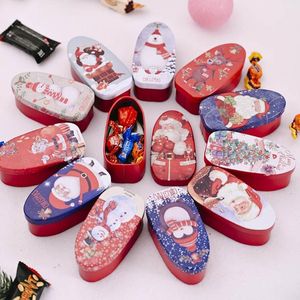 Gift Wrap Ovaal Vierkant Vorm Kerstmis Embossing Blik Lege Tin Candy Cookie Storage Container Decoratieve Doos Kinderen Kinderen