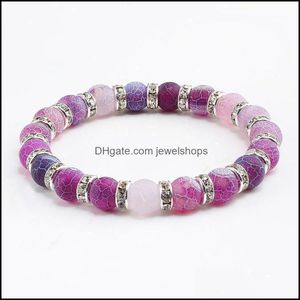 Beaded Strands Bracelets Jewelry Purple Weathered Crystal Natural Stone Beads Charms Rhinestones Transfer Lucky Vintage Bracelet For Drop D