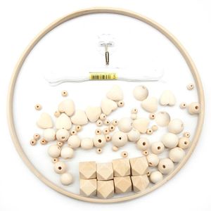 kits de anel de contas venda por atacado-Kit de acessórios de sinos de vento para fazer berço móvel chime com cm anel de bambu grânulos de madeira decoração decorativa objetos figuri