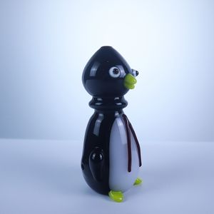 pingüim de vidro fumando cachimbo venda por atacado-Tubo de mão de fumar de vidro de forma de pinguim fofo