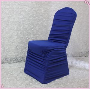 Chair Covers Ruffled Royal Blue Spandex Stretch For Wedding Banquet El Party Decoration