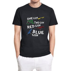 One Gun Two Red Blue Funny Gift Novelty Men s Shirt Short Sleeve Unisex T Shirt Casual Cotton Tops Tee XS XL T Shirts