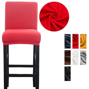 minimalist yüksek sandalye toptan satış-Yüksek Bacak Elastik Sandalye Kapak Bar Ev Kafe Ön Büro Modern Minimalist Ahşap Kapakları