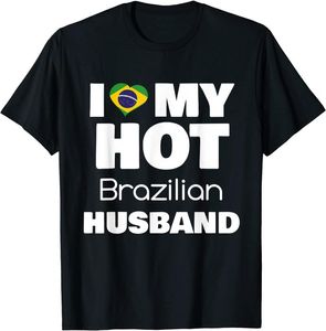 замужняя одежда оптовых-Мужские футболки замужем на бразильском человеке я люблю мой бразильский муж Мужская футболка короткая хлопок одежда