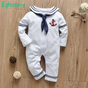 born Baby Boy Girl Romper White Navy Sailor Uniforms Unisex Long Sleeve Jumpsuit Infant Clothing Autumn Toddler Clothess