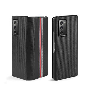 Wholesale samsung galaxy z fold 2 cover resale online - Carbon Fiber Pattern PU Leather Cell Phone Cases for Samsung Galaxy Z Fold Back Cover