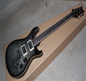 Toppkvalitet Classic Style Amber Bird Fretboard Black Edge Grey Electric Guitar