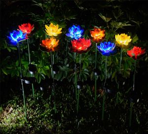 lotus levou venda por atacado-Lotus Flor Luz LED impermeável lagoa solar jardim decorações multi cor mudando paisagem decorativa lâmpada ao ar livre lâmpada HHC7578