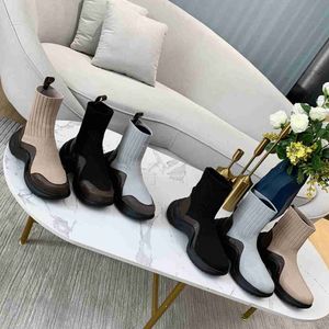 Women Knitted Stretch Socks Boots Luxury Thick sole Environmentally PVC Wool Daddy Shoes Ankle booty Top Designer Ladies Winter Fashion Boot Size