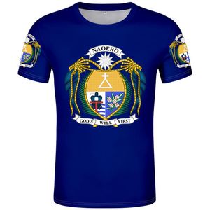 Męskie Koszulki Nauru T Shirt DIY Darmowe Niestandardowe Made Name Number NRU T shirt Nation Flag Nr Republic Naurun College Drukuj PO Logo Tekst Odzież
