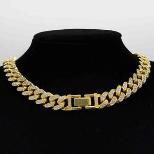 gold-flachketten für männer großhandel-Hip Hop Trendsetter M flacher unterer kubanischer Kette Diamant Armband Herren und Damen Hiphop Gold überzogene Halskette