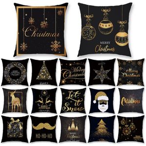 стильная подушка оптовых-Подушка декоративная подушка черный золотой цвет рождественские темы плюшевые квадратные чехол чехол гостиная диван подушка x45 элегантный стильный дом