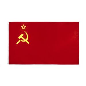 sendika bayrakları toptan satış-Rus çekiç orak afiş Sovyetler Birliği Rusya SSCB bayrağı toptan freeshipping stok doğrudan fabrika asılı x150 cm x5ft DWD10778