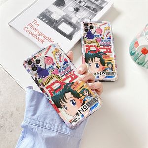 güzel japon kızları toptan satış-Sailor Moon Karikatür Japon Anime Güzel Kız Telefon Kılıfları Için iPhone Pro Max SE Artı Kawaii Retro TPU Silikome Kapak