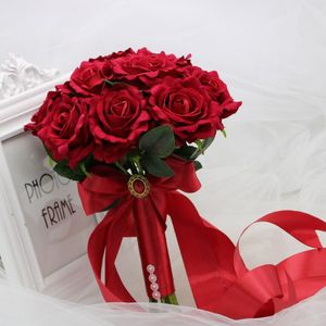 blumen blumenstrauß anordnung großhandel-Hochzeitsblumen Anordnung Bridal Bouquet Rote Blumensträuße de Mariage