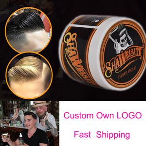 Wholesale pomade style hair resale online - Custom Logo Hair Pomade Strong style restoring wax skeleton cream slicked mud keep oil edge control wet For Salon Hairstyle