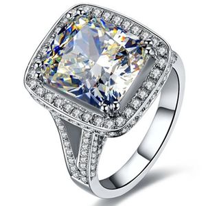 kissen simulierten diamant-ring großhandel-Luxusring Sterling Silber CT Kissen Engagement Schmuck NSCD Simulierte Diamant Lord Marke Qualität PT950 gestempelt