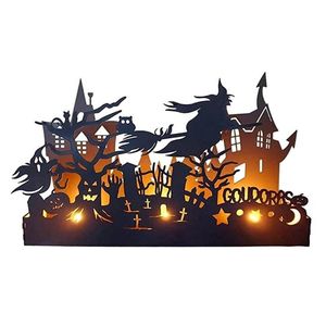 candles holders toptan satış-Cadılar bayramı Mumluk Hayalet Kabak Cadı Siluet Mumluk Perili Ev Cadılar Bayramı Dekorasyon Şamdan Parti