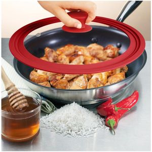 28 cm with Wok s Cover for Frying Round Lid Silicone Glass Pan Covers