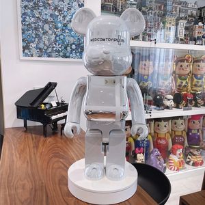 New violent building block bear bearbrick toy plus children s gift trend hand made doll blind Box Gold Silver cm
