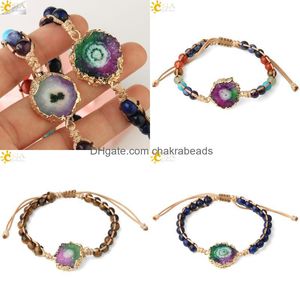Beaded Strands Chakra Charm Chakrabeads Kraft Rope Wax Line Knitting Seven Pp Single Beads Crystal Bracelet Feng Girl Jewelry jllnfE
