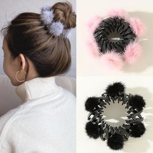 Akcesoria do włosów Kobiety Słodkie Pluszowe Ball Bird Nest Claw Clips Scrunchies Rozwiń Bun Ponytail Holder Helpins