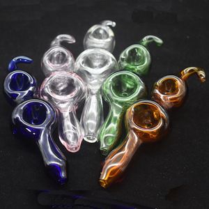 Wholesale double bowl rig for sale - Group buy 12cm colorful Double Bowl Glass Tobacco Pipe Color Pyrex Glass Oil Burner Pipes With One Hole Dab Rig Hand Pipes For Smoking Pipes