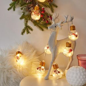 kırmızı yılbaşı ağacı ışıkları toptan satış-Dizeleri Noel Ağacı Dize Işık LED Perde Retro Topu Kırmızı Koni Çam İğne Ampul Elk Süslemeleri Ev Malzemeleri
