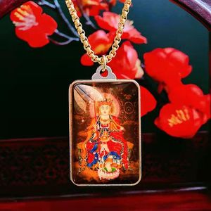 pingentes de colar budista venda por atacado-Chinas Nanwu Jizo King Bodhisattva Pingente Mantra Colar Thangka Buda Budista Casal Jóias Cofre