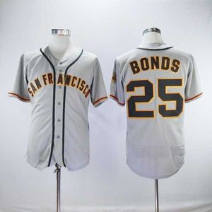 Retire Barry Bonds Jersey Vintage Flexbase Cool Base Pullover Team Färg Svart Grå Vit Orange Beige Broderi Giants Baseball