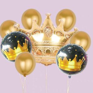 balões da festa da princesa venda por atacado-Decoração de festa Grande inch ouro coroa balões príncipe princesa presentes bebê chuveiro ª decorações de aniversário globos de alumínio adulto