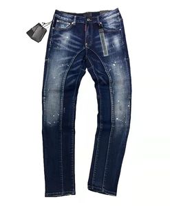 jeans regelmäßige passform großhandel-Hohe Qualität Jeans Herren Designer Motorrad Normale Passform Reiten Slim Hose Distressed Biker Rock Skinny Ripping Loch Streifen Herren Jean Black Plus Größe