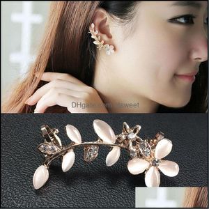 Clip On Screw Back Earrings Jewelry Women Fashion Trendy Style Flower Rhinestone Ear Clip Gift Casual Cm Inch Sier Drop Delivery