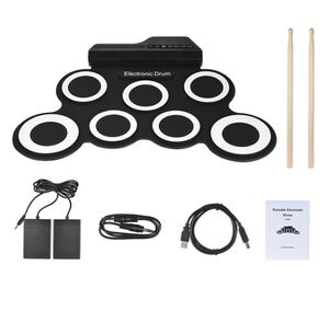 Portable Electronic Digital USB Pads Foldable Drum Set Silicone Electric Pad Kit With DrumSticks Foot Pedal